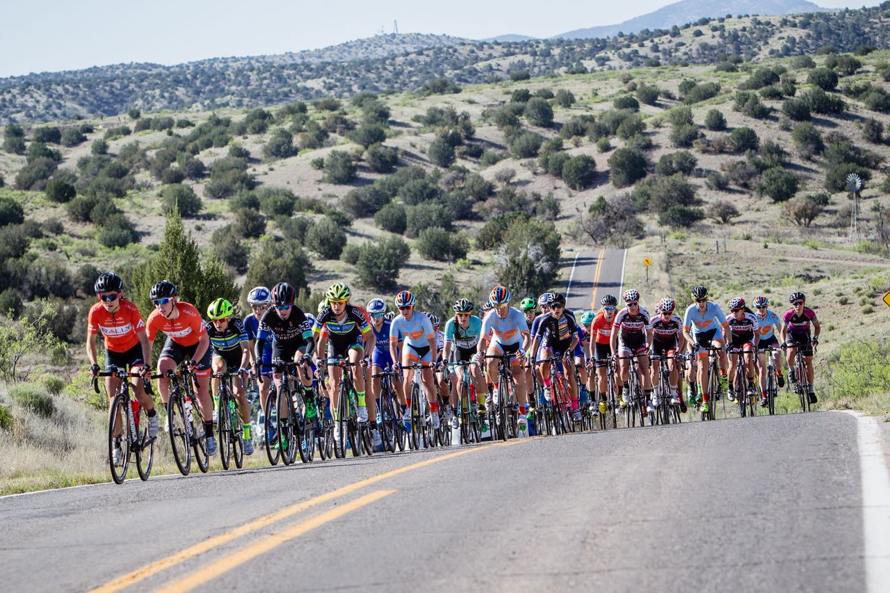 Rally leads the bunch through the rollers during stage 1 at Tour of the Gila