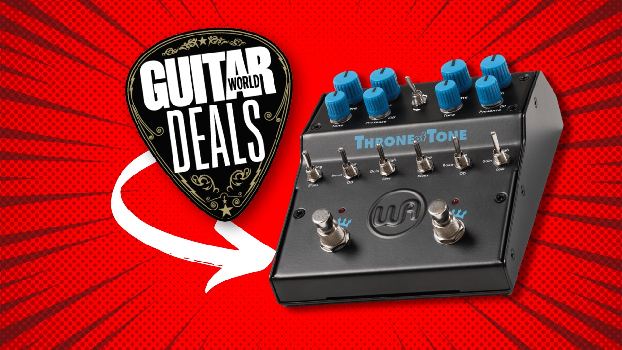 A Warm Audio Throne of Tone overdrive pedal on a red background