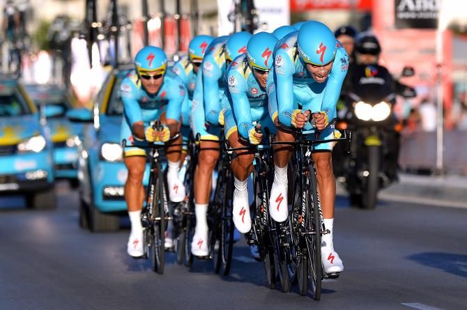 Astana finished mid-pack in the Vuelta a Espa&ntilde;a team time trial