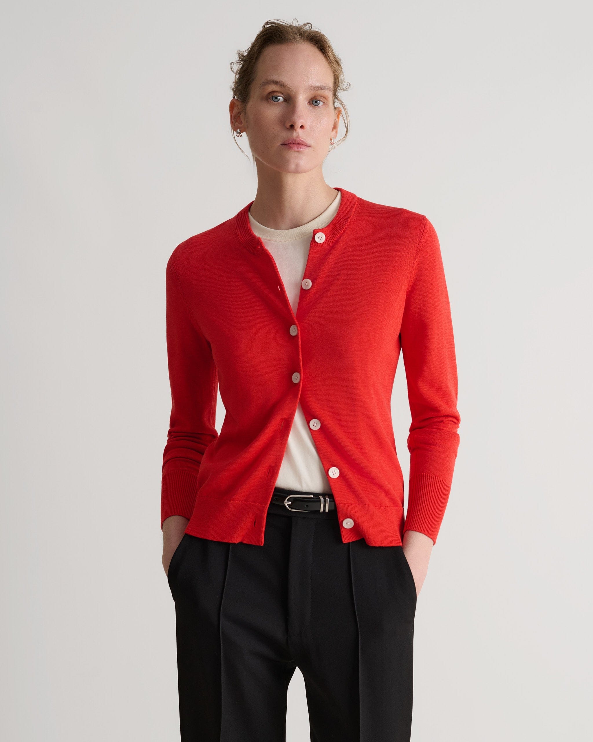 Silk-Cotton Cardigan - Poppy - Xs / Poppy