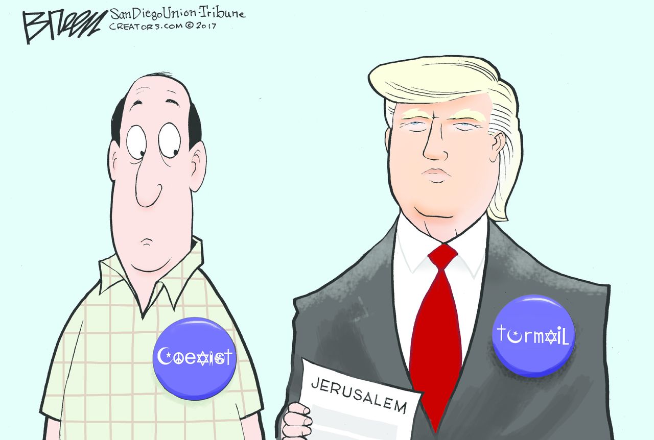 Political cartoon U.S. World Trump Jerusalem