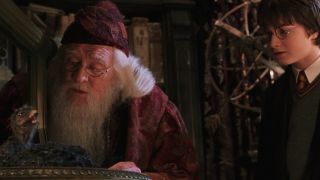 Richard Harris and Daniel Radcliffe in Harry Potter and the Chamber of Secrets