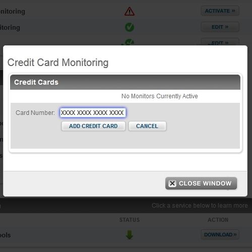SmarterPrivacy image: SmarterPrivacy monitors credit card numbers.