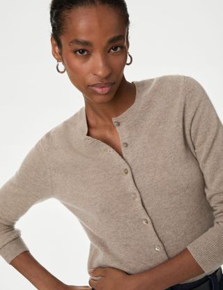 Pure Cashmere Crew Neck Cardigan