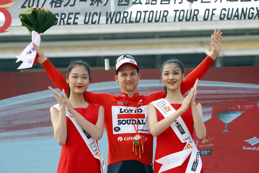 Tim Wellens (Lotto Soudal) in the leader's red jersey