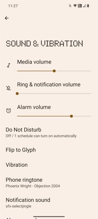 Nothing OS 2.0 sound &amp; vibration menu