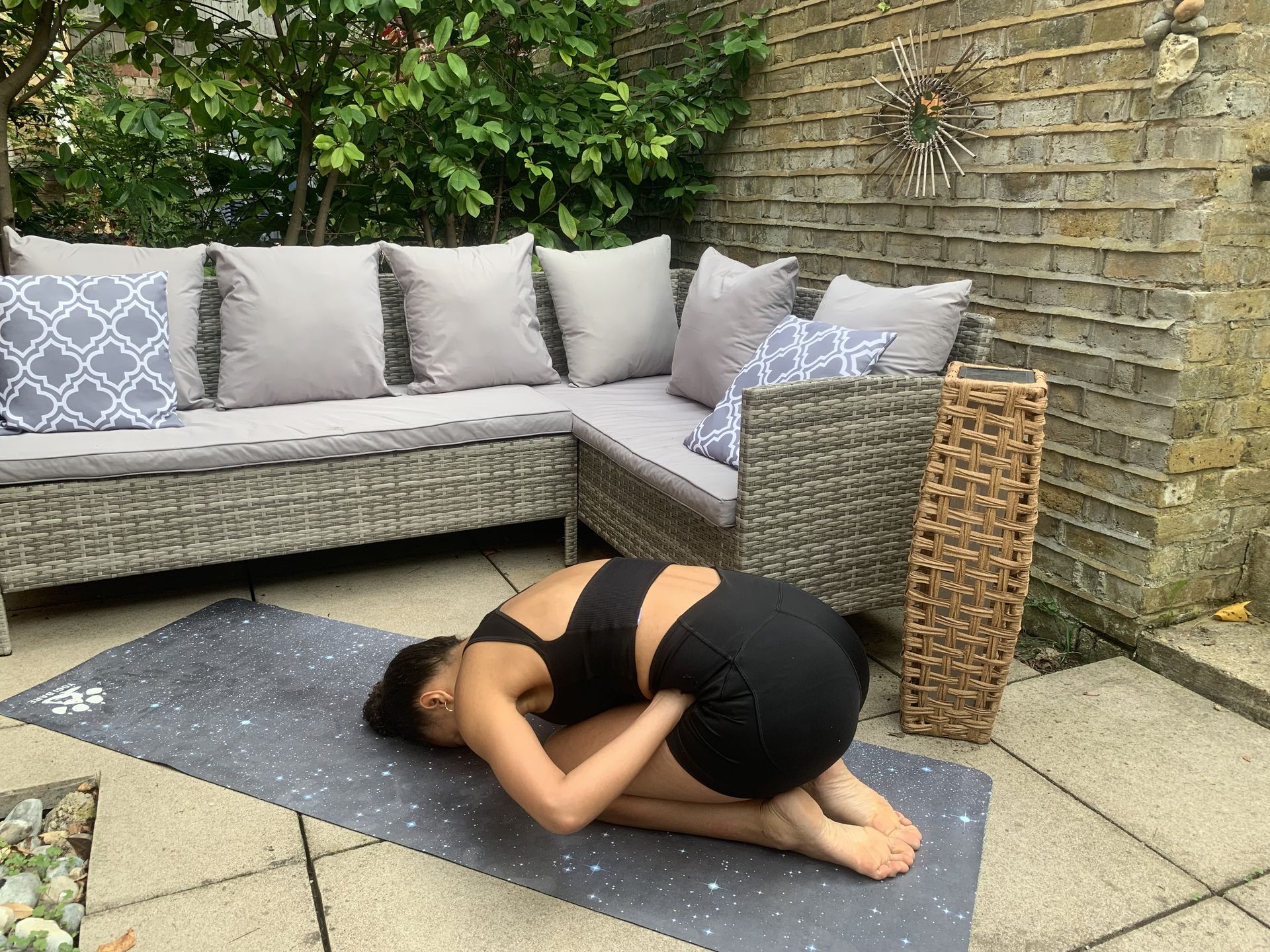 Yoga instructor Simone Venner demonstrating Child's Pose