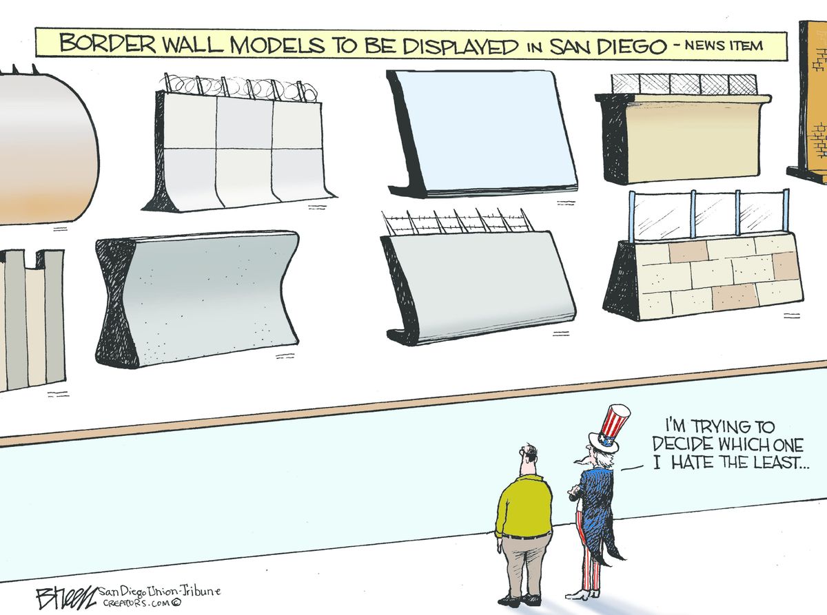 Political Cartoon U.S. Trump Uncle Sam Mexico Border wall Immigration ...