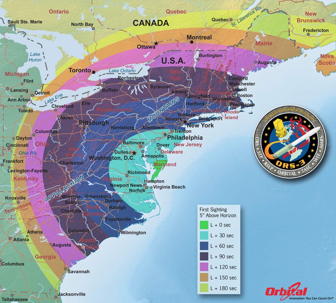 Rocket Launch Visible from US East Coast on Nov. 19 Visibility Maps