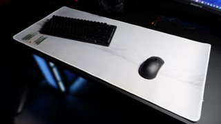 The best mouse pads used on a black desk with lighting enabled, if applicable.