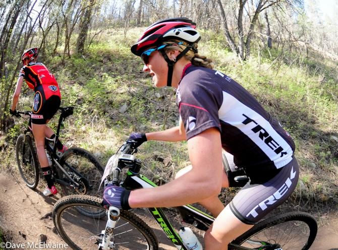 Heather Irmiger (Trek Factory Team) has not given up much speed with her switch to enduro racing. She finished eighth.