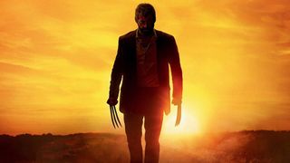 Claws extended, Hugh Jackman's Logan walks away from a sunset.