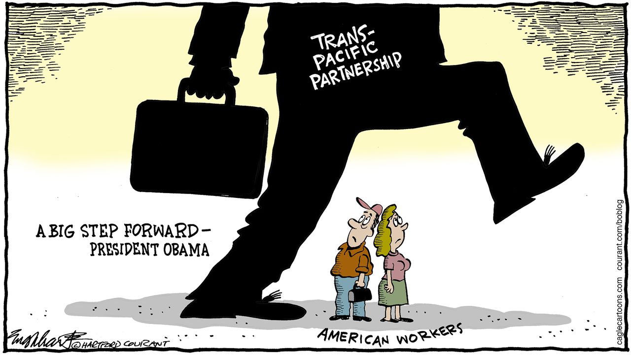 Political cartoon World Obama TPP Deal