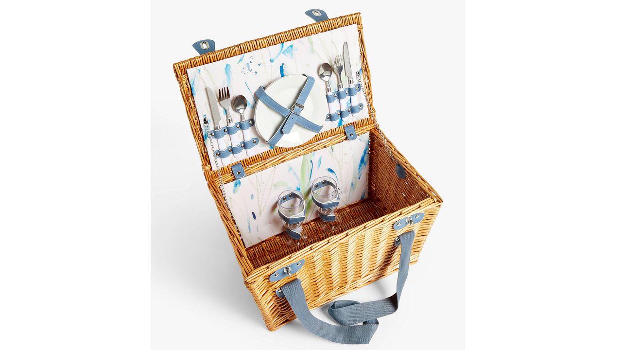 John Lewis &amp; Partners Meadow Filled Wicker Picnic Basket