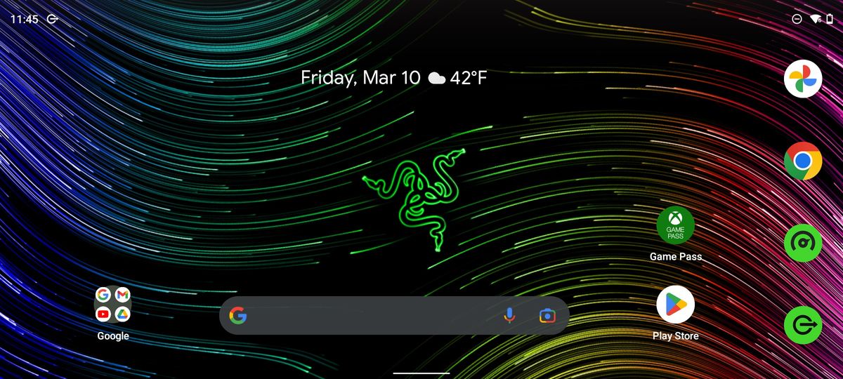Screenshot of the Razer Edge's homescreen.