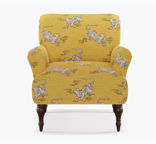 Patterned yellow accent chair