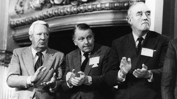 Edward Heath, Francis Pym, and William Whitelaw in 1981