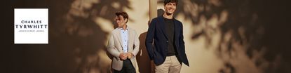 charles tyrwhitt logo top left with a long image of two male models