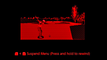 A screenshot showing what Golf looks like running on the Virtual Boy app on the Nintendo Switch