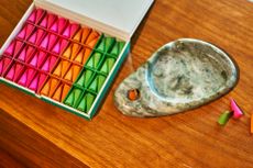 New incense by Seth Rogen's Houseplant collaboration with ripple plus, featuring colourful cones in pink, orange and green