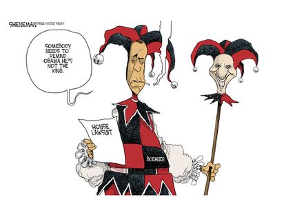 Obama cartoon Boehner lawsuit