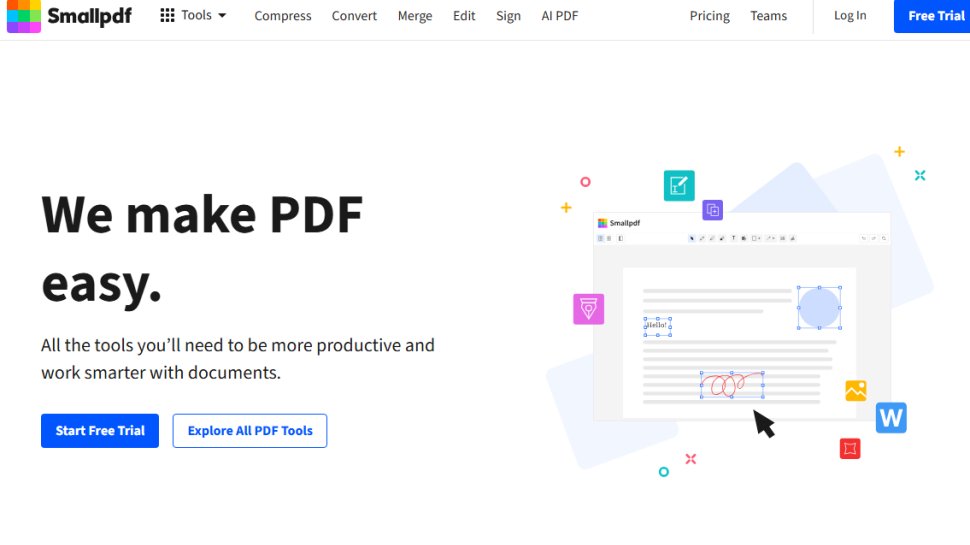 Website screenshot of SmallPDF (July, 2025)