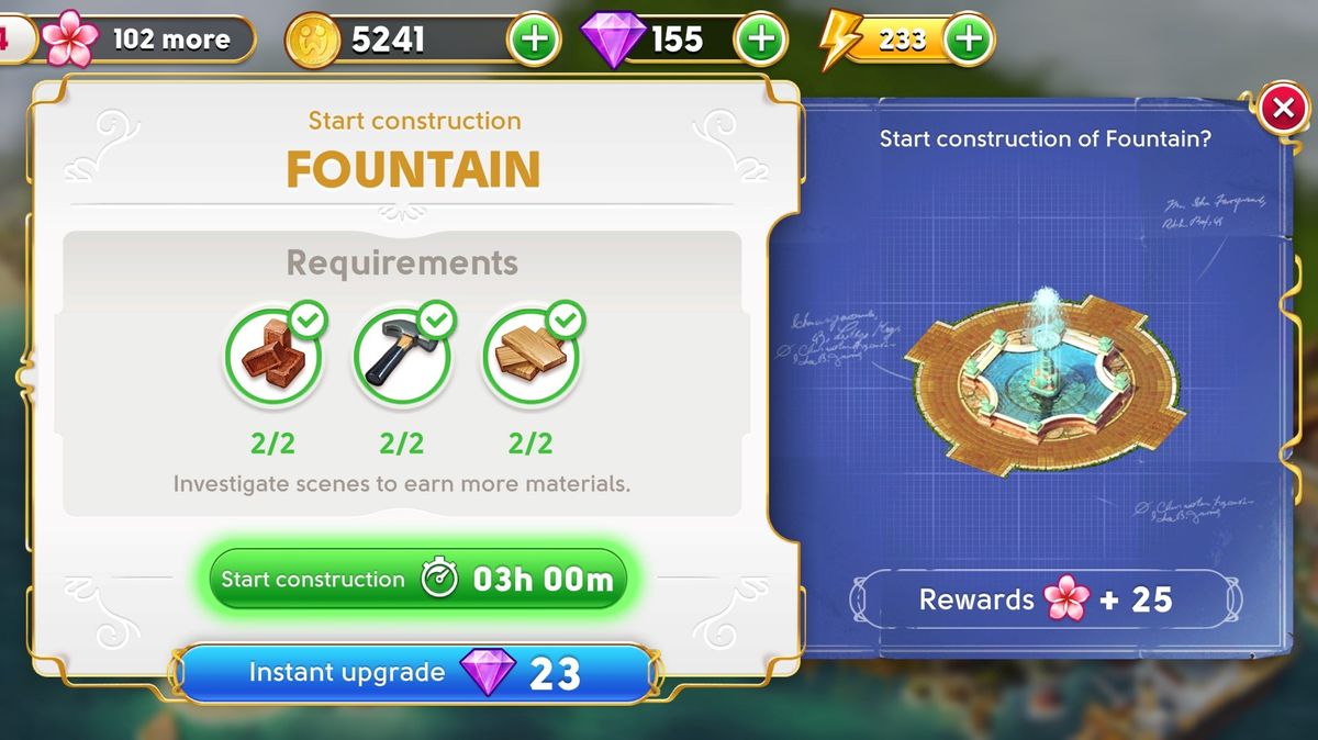 A fountain upgrade for June's Journey.
