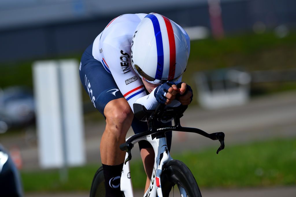LAUSANNE SWITZERLAND APRIL 26 Ethan Hayter of United Kingdom and Team INEOS Grenadiers sprints during the 75th Tour De Romandie 2022 Prologue a 512km individual time trial from Lausanne to Lausanne ITT TDR2022 on April 26 2022 in Lausanne Switzerland Photo by Dario BelingheriGetty Images