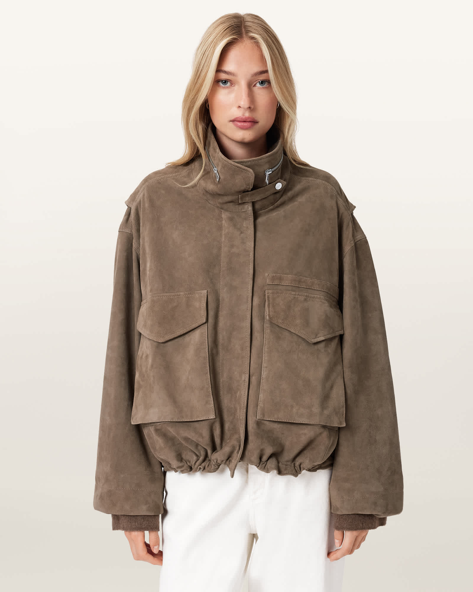 AllSaints, Clay Cropped Suede Jacket