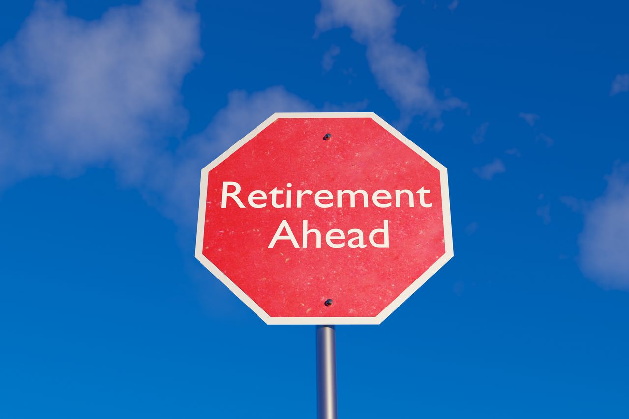 retirement concept photo on a signboard, 3D render