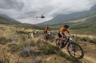 Anne Terpstra and Nicole Koller during Stage 7 of the 2024 Absa Cape Epic Mountain Bike stage race from Stellenbosch to Stellenbosch South Africa on 24 March 2024 Photo by Dom Barnardt Cape EpicPLEASE ENSURE THE APPROPRIATE CREDIT IS GIVEN TO THE PHOTOGRAPHER AND ABSA CAPE EPIC