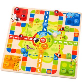 Tooky Toy wooden 2-in-1 Chess and Snakes and Ladders
