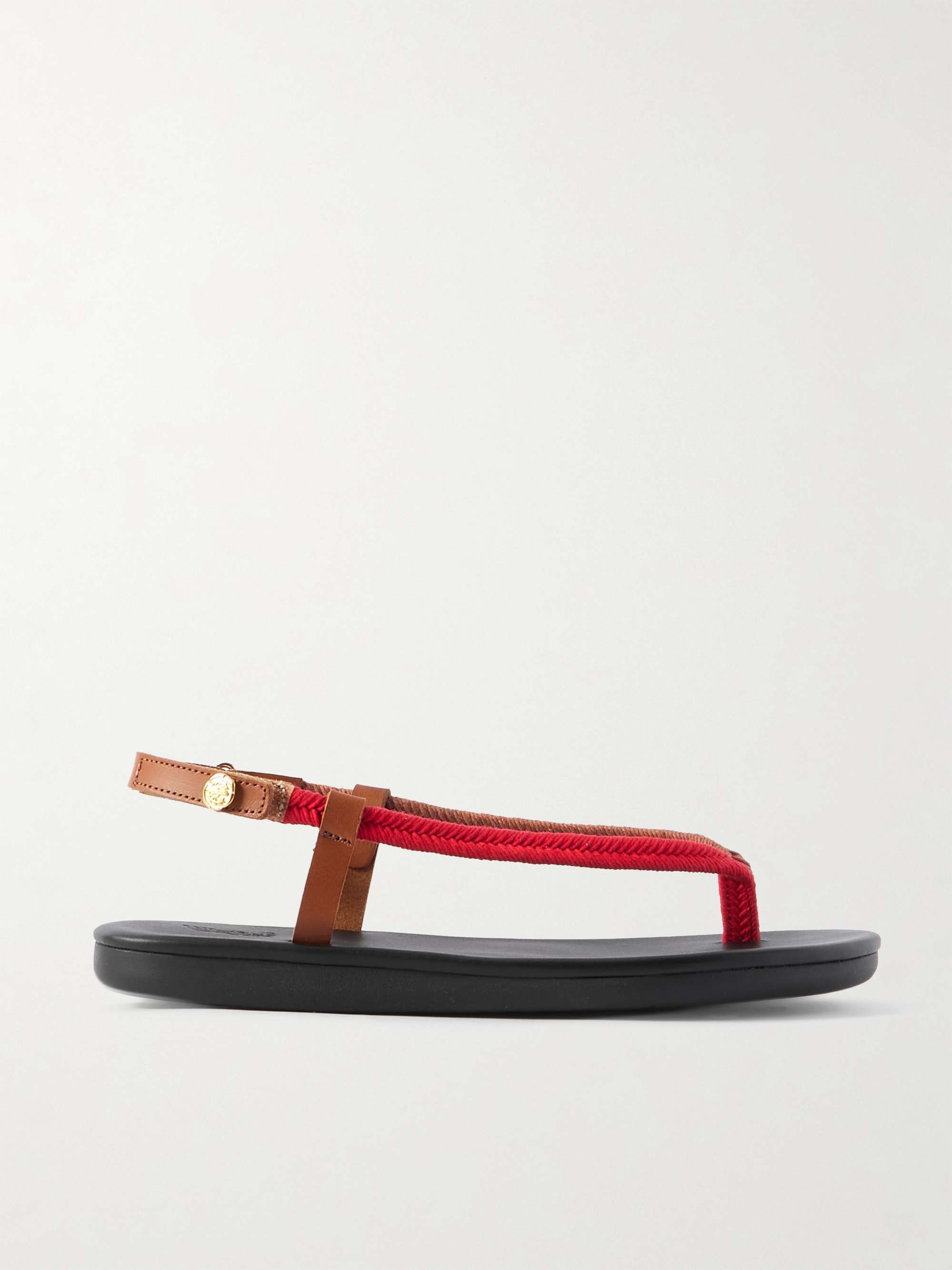 Zoi Leather-Trimmed Braided Cord Sandals