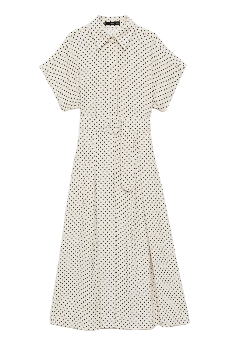 Adela Polka Dot Belted Shirtdress