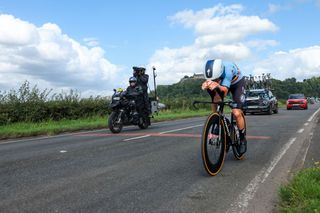 Remco Evenepoel en route to gold in the 2023 World Championships Elite Men&#039;s Time Trial