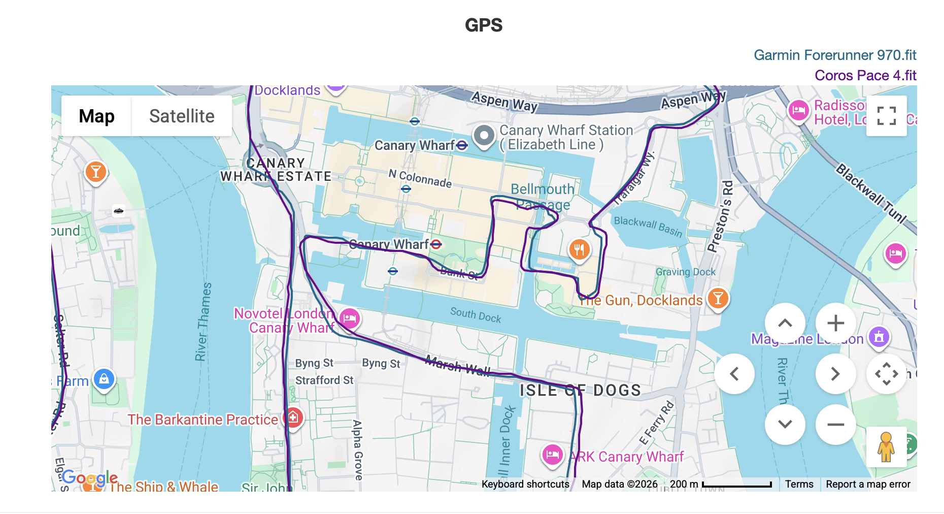 GPS track London Marathon