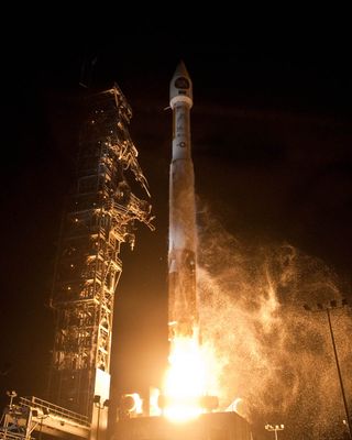 A United Launch Alliance Atlas 5 rocket blasts off from Space Launch Complex-3 at 9:24 p.m. PDT on April 14, 2011 with the classified NROL-34 satellite for the National Reconnaissance Office.