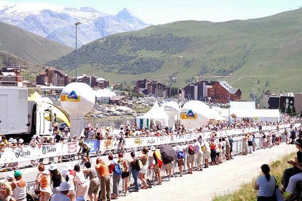 Riders in the finishing straight.