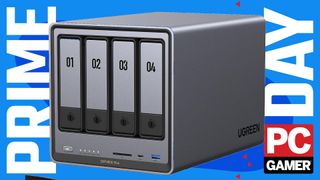 Ugreen NAS DXP4800 on a Prime Day background.