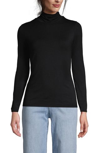 Lightweight Jersey Skimming Long Sleeve Turtleneck