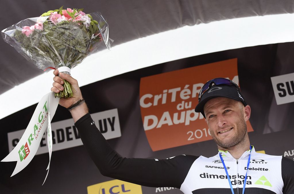 Steve Cummings celebrating another WorldTour stage win