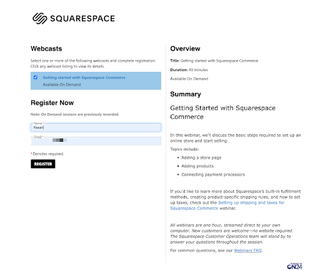 Screenshots of squarespace support