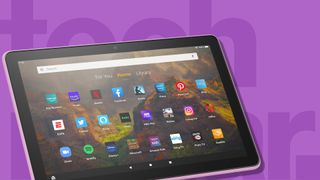 Best cheap tablet against a purple TechRadar background