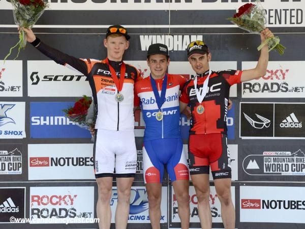 U23 men's podium (l-r): Markus Schulte-Luenzum, Michiel van der Heijden, Reto Indergand