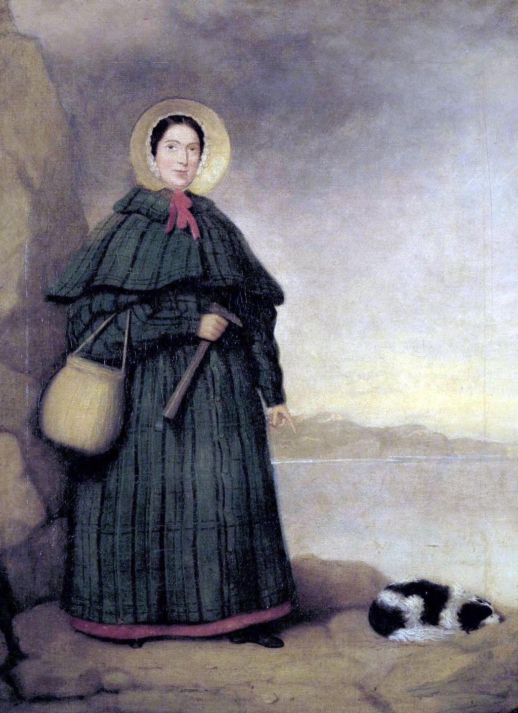 Mary Anning and her loyal dog, Tray, in the only known portrait painted of her during her life.