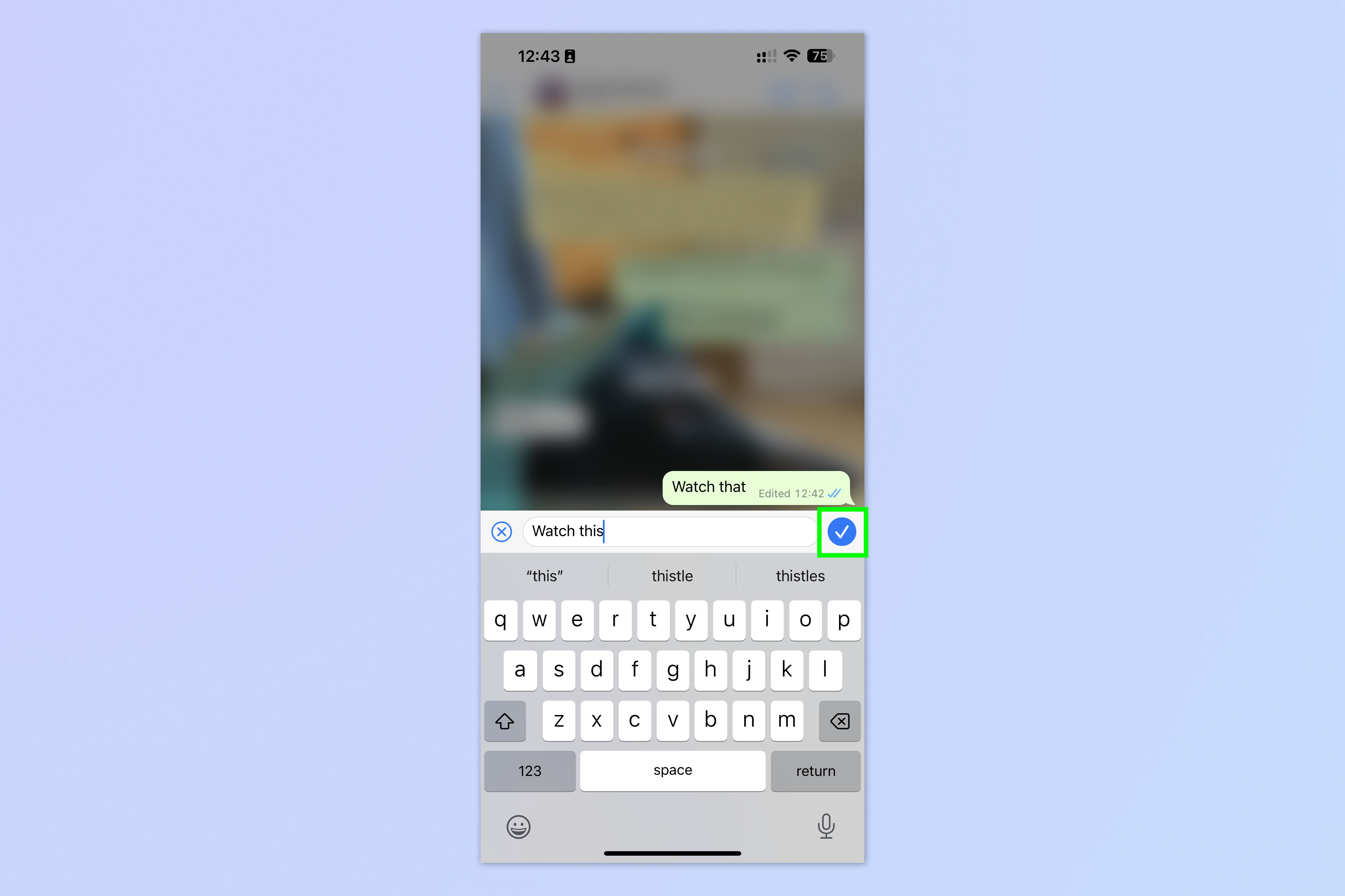 Скриншот, показывающий, как редактировать сообщения в WhatsApp