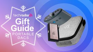 Two iFi DACs beside a carry case next to the words gift guide 