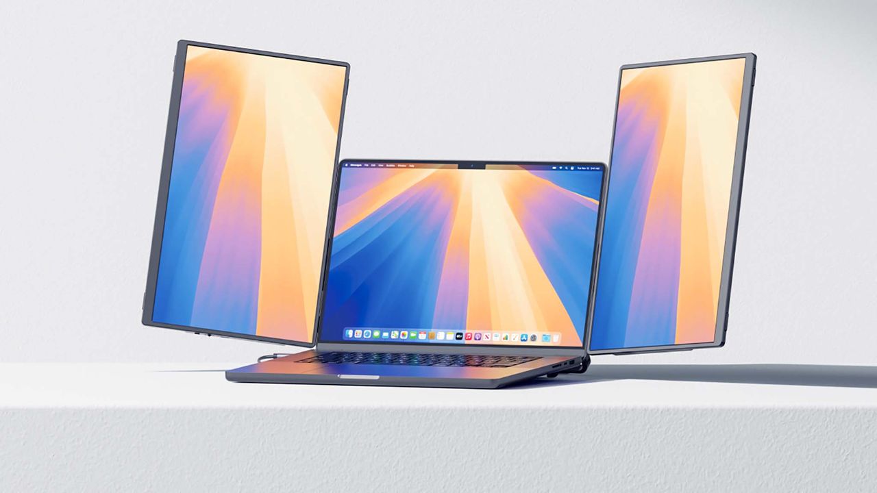 JSAUX FlipGo Horizon with both monitors in portrait orientation.
