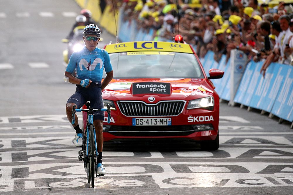 Nairo Quintana (Movisgtar) wins stage 18 at the Tour de France