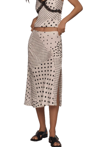 By Anthropologie Polka Dot Midi Slip Skirt